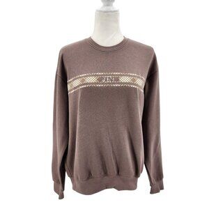 New Pink Victoria Secret Womens Small Sweatshirt Taupe Plaid Spell Out Pullover